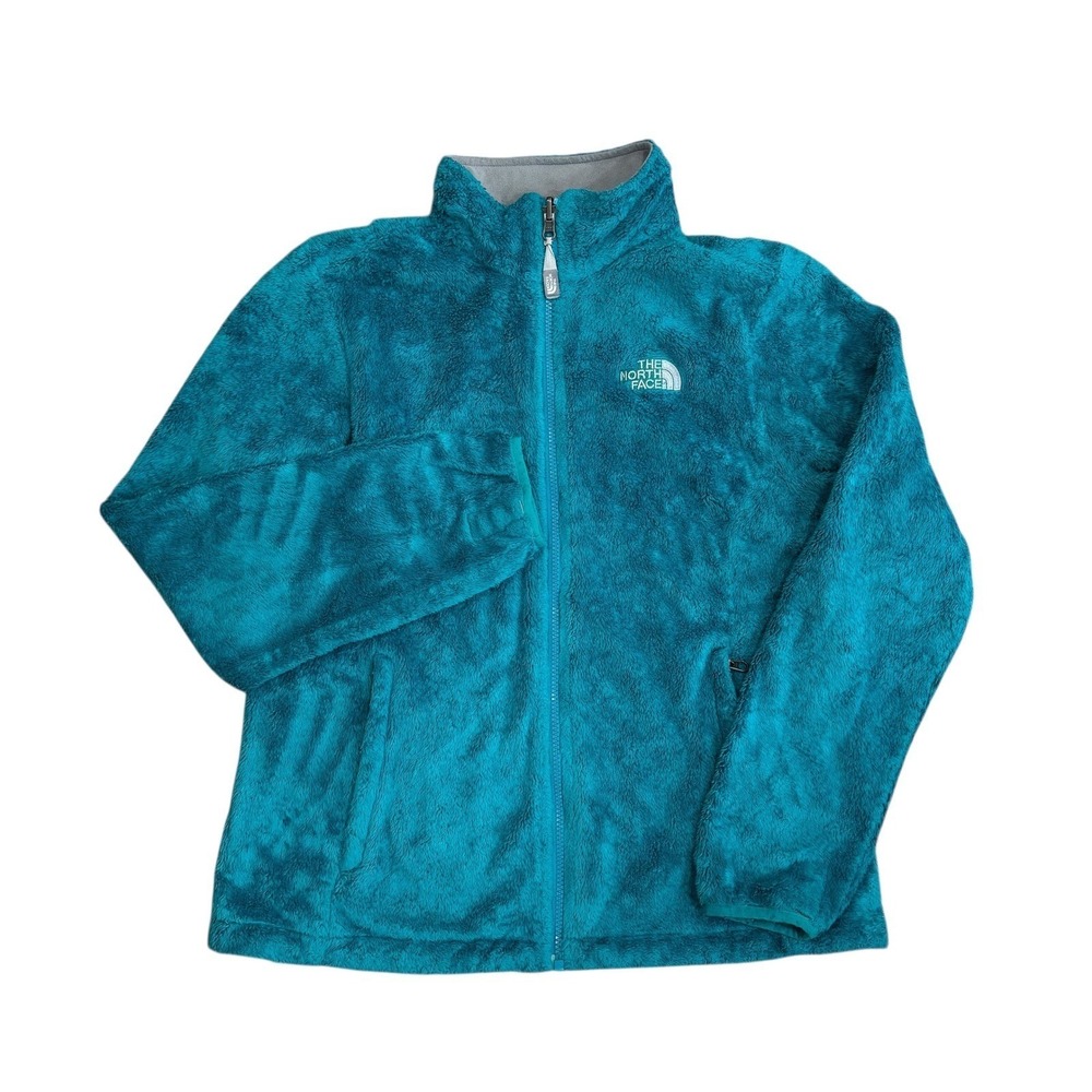 North Face Osito Full Zip Fleece Jacket Teal Blue Soft Fuzzy Womens Large